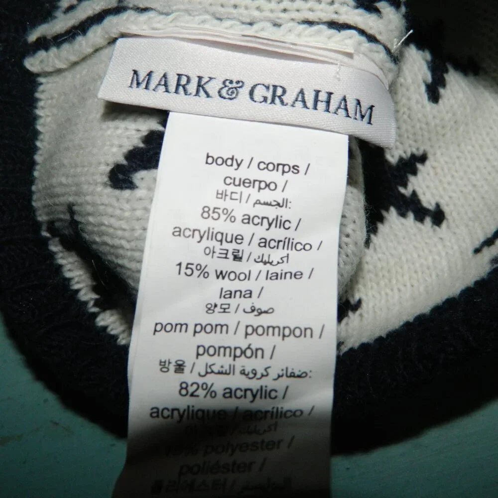 Mark & Graham Kids Faux Fur Navy Stars Pom Pom Hat 